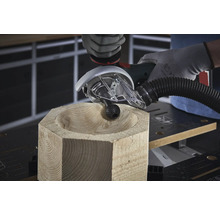 Holzbearbeitung mit Fräswerkzeug für Holz.