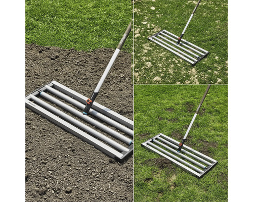 Gardena Rasen-Egalisierer zur Einebnung von Rasenflächen und zum Verteilen von Erde