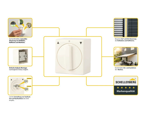 Schellenberg Rolladensteuerung Aufputz mit Drehknopf zur Steuerung von Rollläden, Jalousien und Markisen