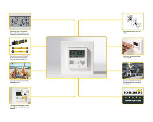 Schellenberg Zeitschaltuhr mit Automatikprogrammen für Rollladenmotoren