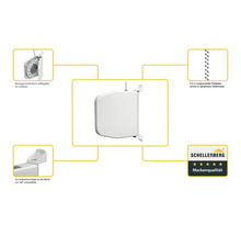 Rollladenwickler mit Zubehör und Schellenberg Logo