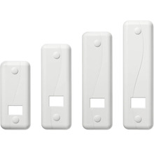 Vier Fenstergriffrosetten in unterschiedlichen Größen