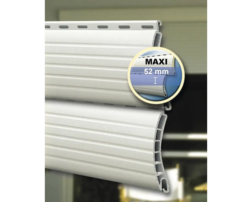Detailaufnahme eines Rollladenprofils mit einer Profilhöhe von 52 Millimetern