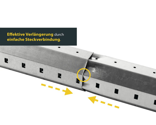 Metallprofil mit Steckverbindung zur effektiven Verlängerung