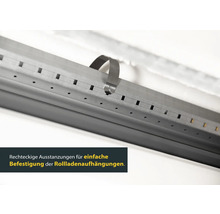 Rollladenkastenprofil mit rechteckigen Ausstanzungen zur Befestigung der Rollladenaufhängungen