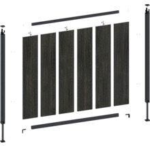 Baugruppe für einen Zaun aus Paneelen mit Pfosten und Querstreben