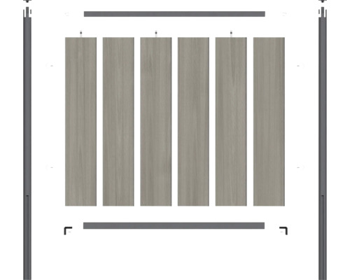 Schiebetürsystem mit fünf Paneelen und Beschlägen