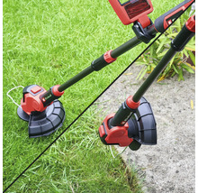 Zwei Rasentrimmer von Einhell im Garten.