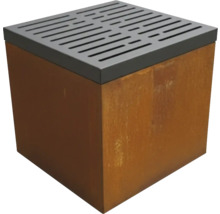 Quadratischer Pflanzkübel aus Cortenstahl mit Gittereinsatz