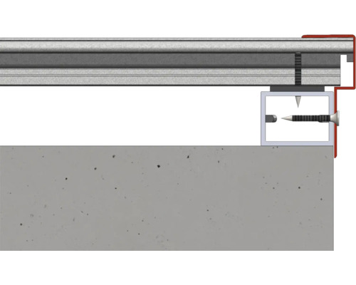 Detailansicht einer Montageschiene mit Schraube