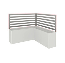 Eck-Pflanzkasten mit Sichtschutz aus horizontalen Lamellen