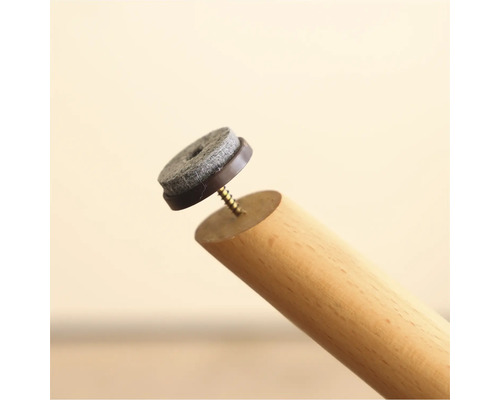 Möbelbein mit Filzgleiter und Schraube