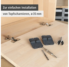 Werkzeug zur einfachen Installation von Topfscharnieren mit 35 Millimeter Durchmesser.