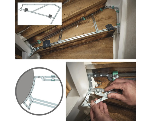 Treppengeländer-Montagesatz mit Montage an einer Holztreppe