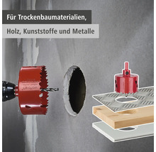 Wolfcraft Lochsäge zum Bohren von Löchern in Trockenbaumaterialien, Holz, Kunststoffe und Metalle.