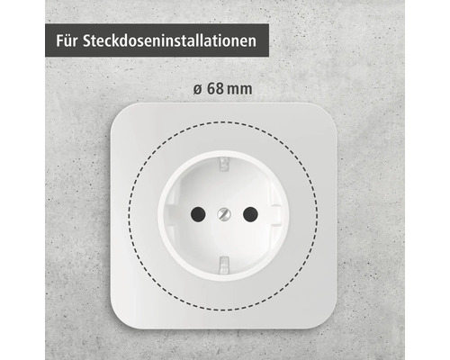 Steckdose für Steckdoseninstallationen mit 68 Millimeter Durchmesser