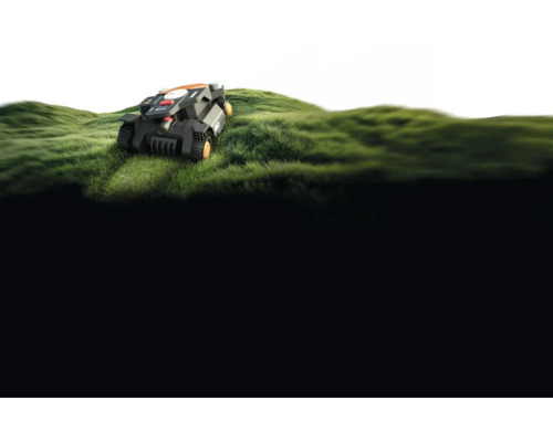 Rasenmähroboter auf einer grünen Rasenfläche