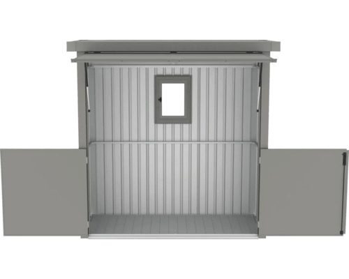 Offener Gerätehaus aus Metall mit Fenster