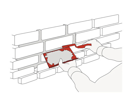 Illustration: Fugen einer Ziegelwand werden mit einem Fugenbrett gefüllt