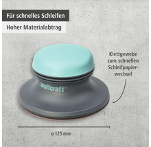 Wolfcraft Handschleifigel mit einem Durchmesser von 125 Millimeter.