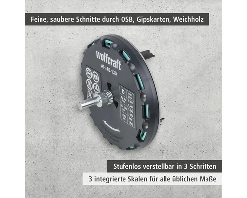 Wolfcraft Kreisschneider AH 45-130 für Bohrmaschinen