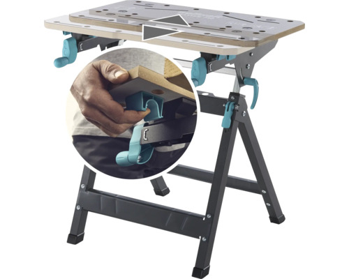 Wolfcraft Master Werkbank mit Spannsystem und verstellbaren Füßen
