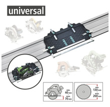 Universal Führungsschiene für Handkreissägen mit Schnitttiefen von 40 Millimeter bis 70 Millimeter und Sägeblattdurchmessern von 130 Millimeter bis 200 Millimeter