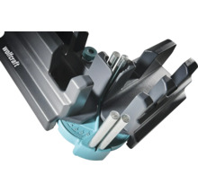 Wolfcraft Schmiege und Schneidlade aus Kunststoff mit Metallstiften zur präzisen Einstellung und zum Schneiden von Gehrungswinkeln.