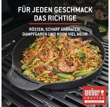 Weber Crafted Accessoires Wokpfanne mit Nudeln und Garnelen auf dem Grill