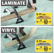Wolfcraft Laminat- und Vinylschneider. Für Laminat von 5 bis 11 Millimeter und Vinyl von 2 bis 11 Millimeter bis 465 Millimeter Breite.