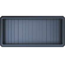 Rechteckiges Hochbeet aus Metall in der Draufsicht mit profilierter Bodenplatte.