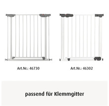Zwei weiße Klemmgitter aus Metall und Kunststoff mit den Artikelnummern 46730 und 46302.