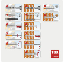 Montageanleitung für TOX Verbundmörtel-Anker in Beton und Lochstein. Schritte zum Bohren, Reinigen, Befüllen und Einsetzen der Gewindestange.