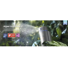 Intelligentes Bewässerungssystem Aiper IrriSense 2 versprüht Wasser im Garten, ausgezeichnet mit dem CES Innovation Award 2025 und iF Design Award.