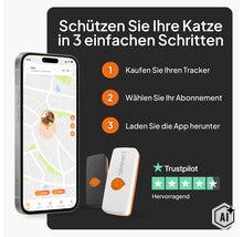 Weenect Katzen-GPS-Tracker: In drei Schritten einrichten. Tracker kaufen, Abonnement wählen, App herunterladen. (Image AI modified or generated)