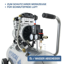 Hyundai Super Silent Kompressor mit Öl- und Wasserabscheider für saubere Druckluft und Werkzeugschutz