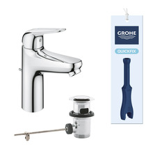 Grohe Waschtischarmatur mit Ablaufgarnitur und Schnellmontagesystem inklusive Montageschlüssel und Grohe Logo