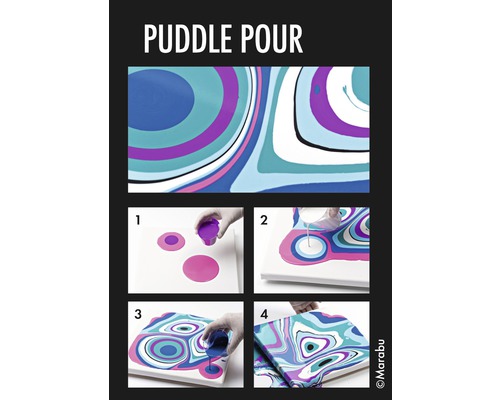 Anleitung für Puddle Pouring Technik mit Farben auf einer Leinwand