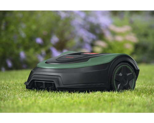 Rasenmähroboter auf Rasenfläche