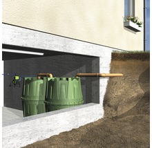 Installation einer Regenwassernutzungsanlage mit zwei Tanks im Keller
