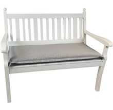 Weiße Gartenbank mit grauer Sitzauflage