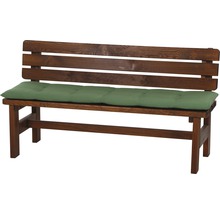 Holzbank mit grüner Sitzauflage