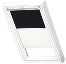 VELUX Vorteils-Set Verdunkelungsrollo uni schwarz und Faltstore Plissee weiß manuell Rahmen weiß DFD F06 3009SWL