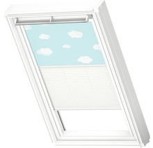 VELUX Vorteils-Set Verdunkelungsrollo Kids Blauer Himmel und Faltstore Plissee weiß manuell Rahmen weiß DFD SK06 4660SWL