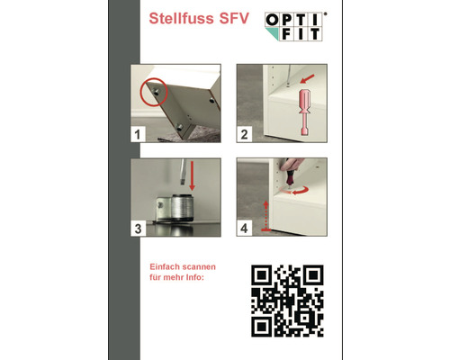 Anleitung zur Montage eines Stellfußes von Opti-Fit