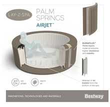 Lay-Z-Spa Palm Springs Airjet mit Duraplus Material und 140 Airjets für Widerstandsfähigkeit und Stabilität