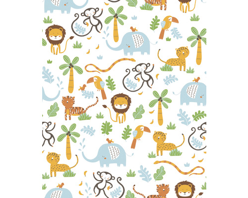 Muster mit Dschungeltieren, Palmen und Blättern