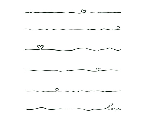 Illustration mit horizontalen Linien und Herzsymbolen