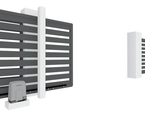 Schiebetor mit Torantrieb und Pfosten