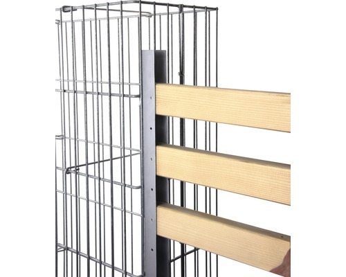 Gabione mit Holzzaun-Elementen zur Gartengestaltung